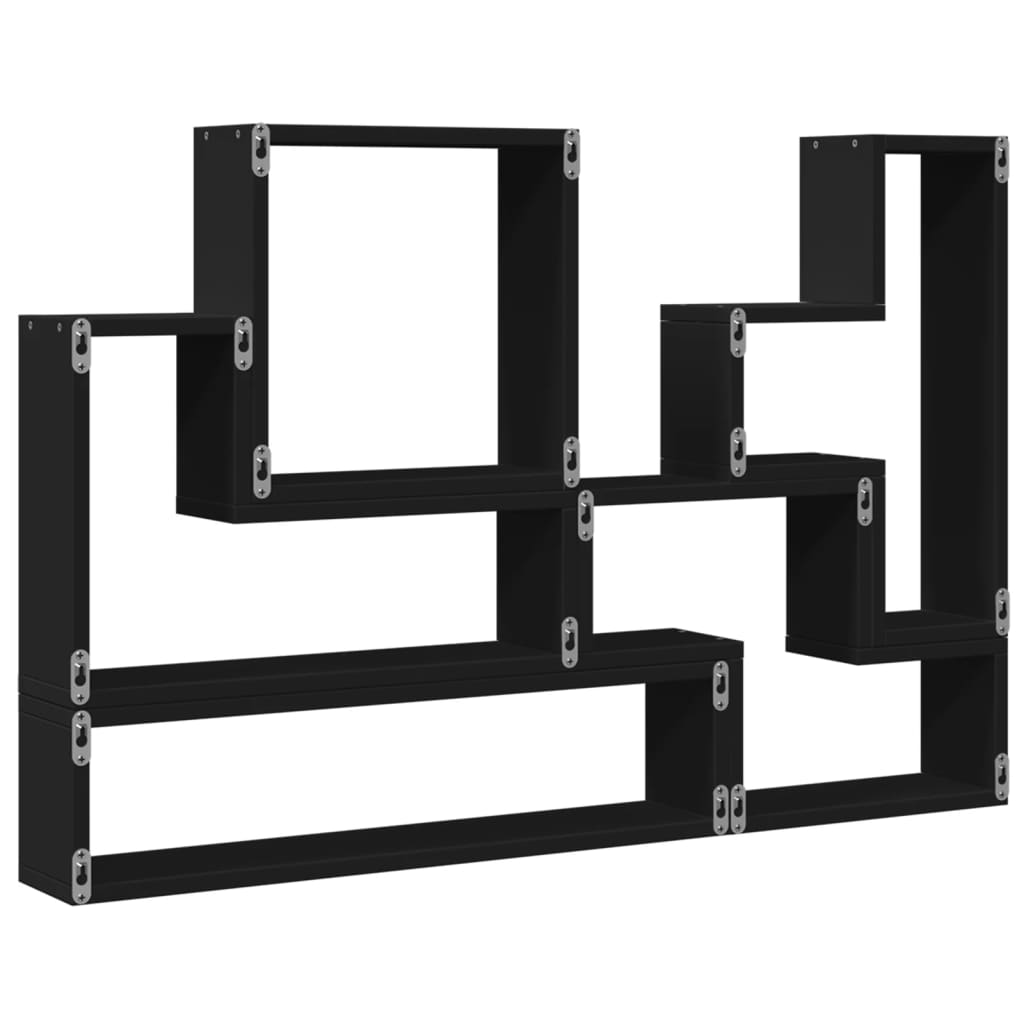 vidaXL Estantería de pared madera de ingeniería negro 96x12x64 cm