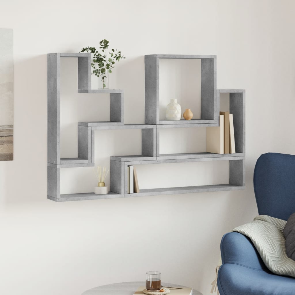 vidaXL Estantería de pared madera ingeniería gris hormigón 96x12x64 cm