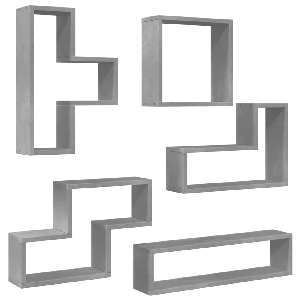 vidaXL Estantería de pared madera ingeniería gris hormigón 96x12x64 cm