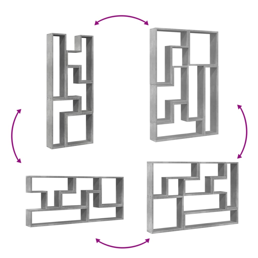 vidaXL Estantería de pared madera ingeniería gris hormigón 96x12x64 cm