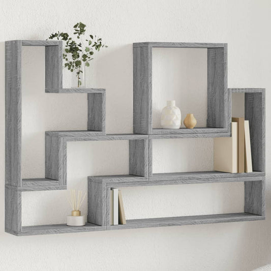 vidaXL Estantería de pared madera ingeniería gris Sonoma 96x12x64 cm