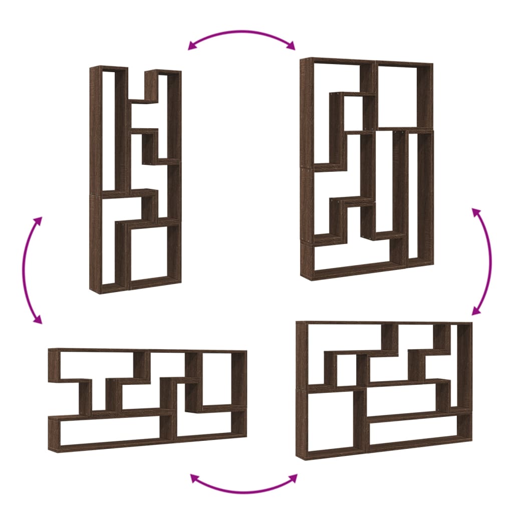 vidaXL Estantería de pared madera ingeniería marrón roble 96x12x64 cm