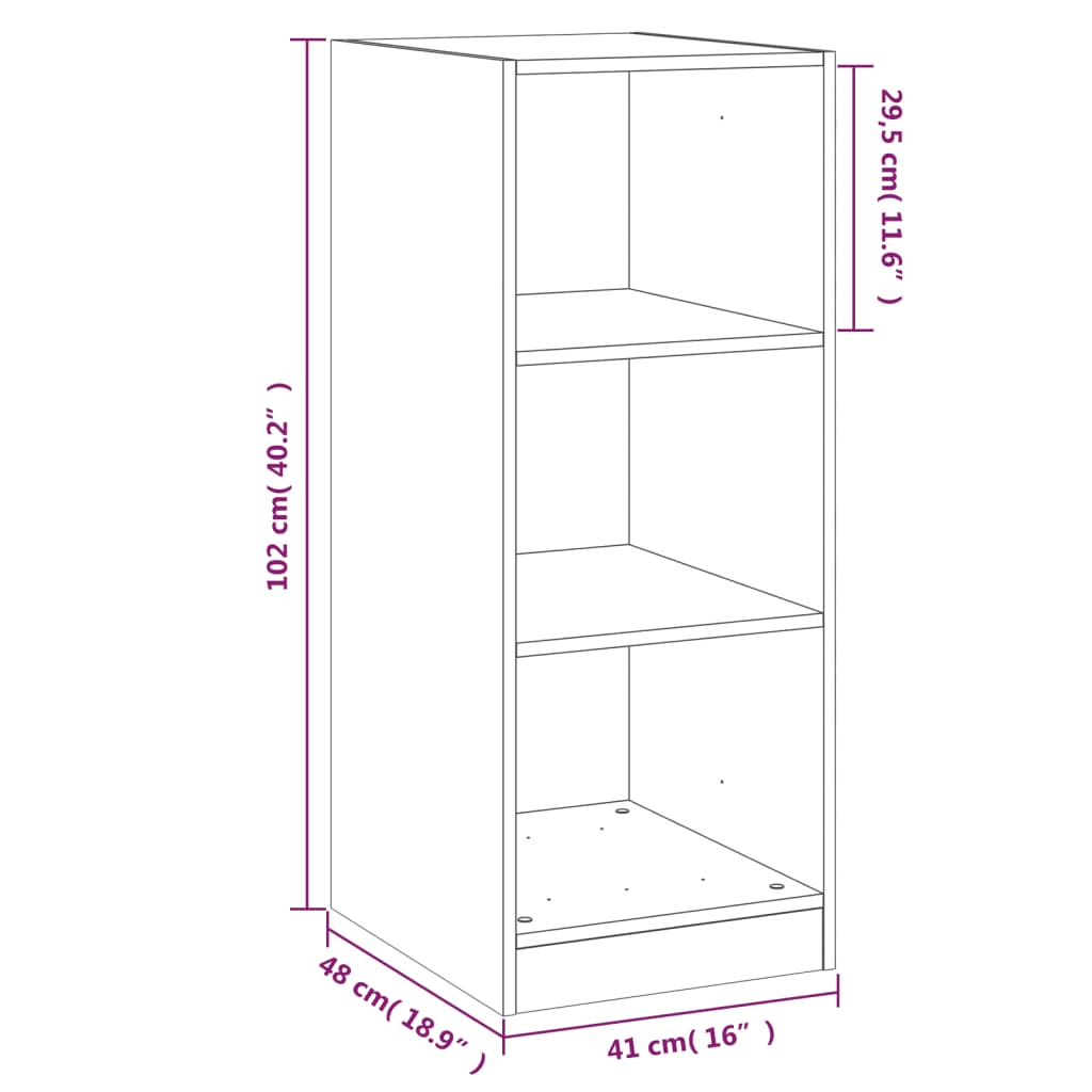 vidaXL Armario de madera de ingeniería negro 48x41x102 cm