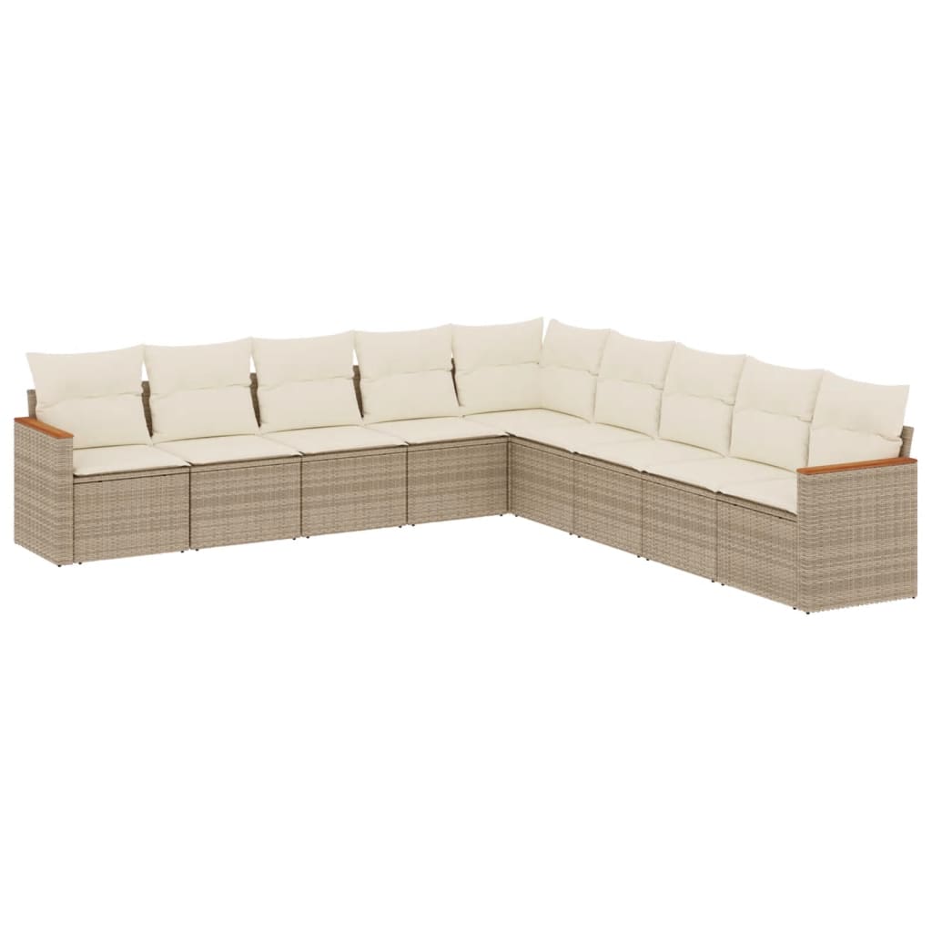 vidaXL Set de sofás de jardín 9 pzas con cojines ratán sintético beige