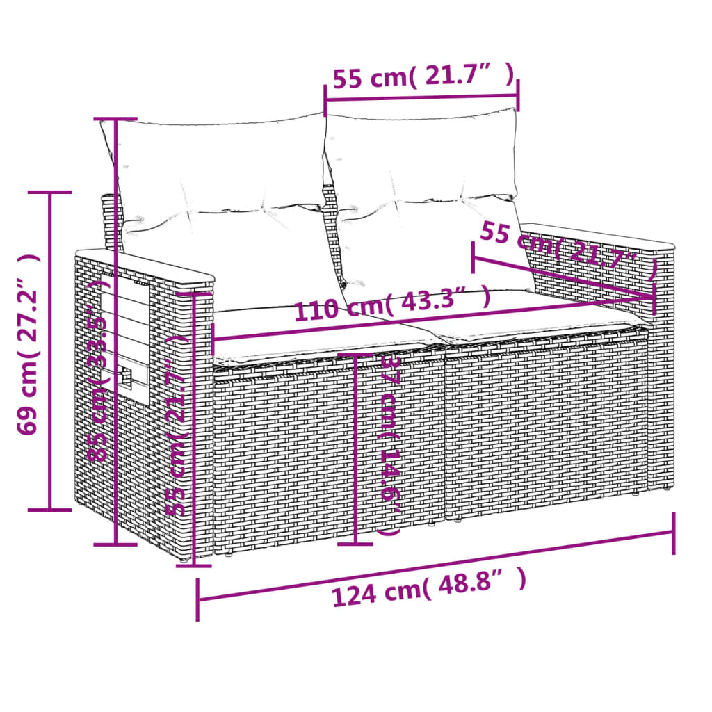 vidaXL Set sofás de jardín 7 piezas y cojines ratán sintético beige