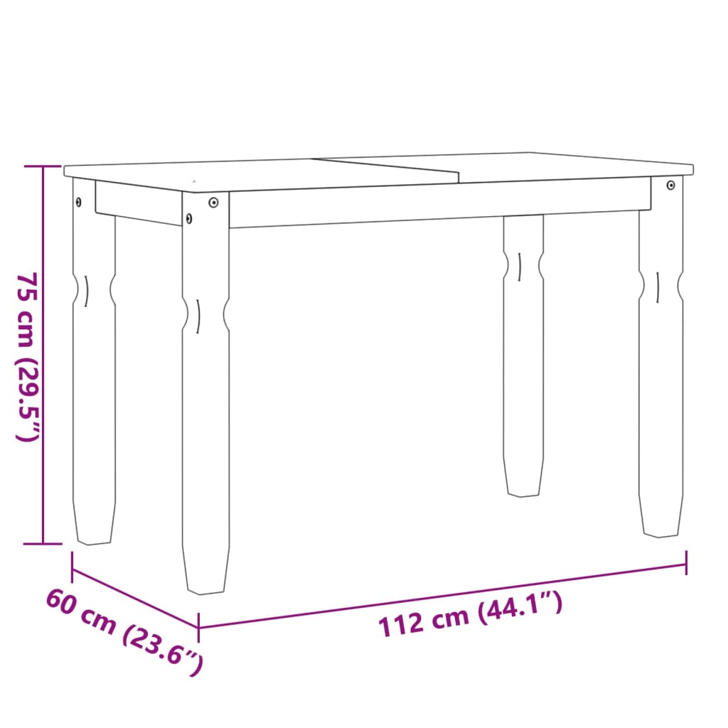 vidaXL Mesa de comedor Corona madera maciza de pino gris 112x60x75 cm