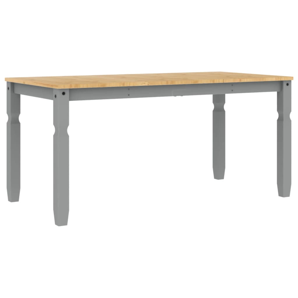 vidaXL Mesa de comedor Corona madera maciza de pino gris 160x80x75 cm