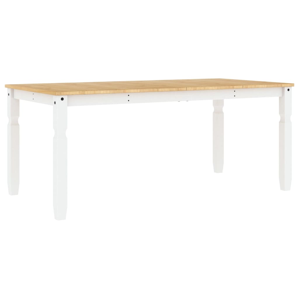 vidaXL Mesa de comedor Corona madera maciza pino blanco 180x90x75 cm