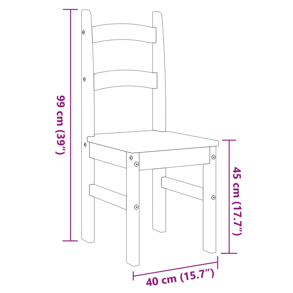 vidaXL Sillas de comedor 2 uds madera maciza de pino gris 40x46x99 cm