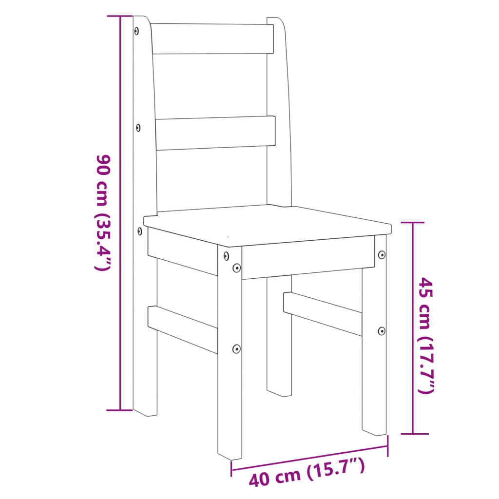 vidaXL Sillas de comedor Panama 2 uds madera pino gris 40x46x90 cm