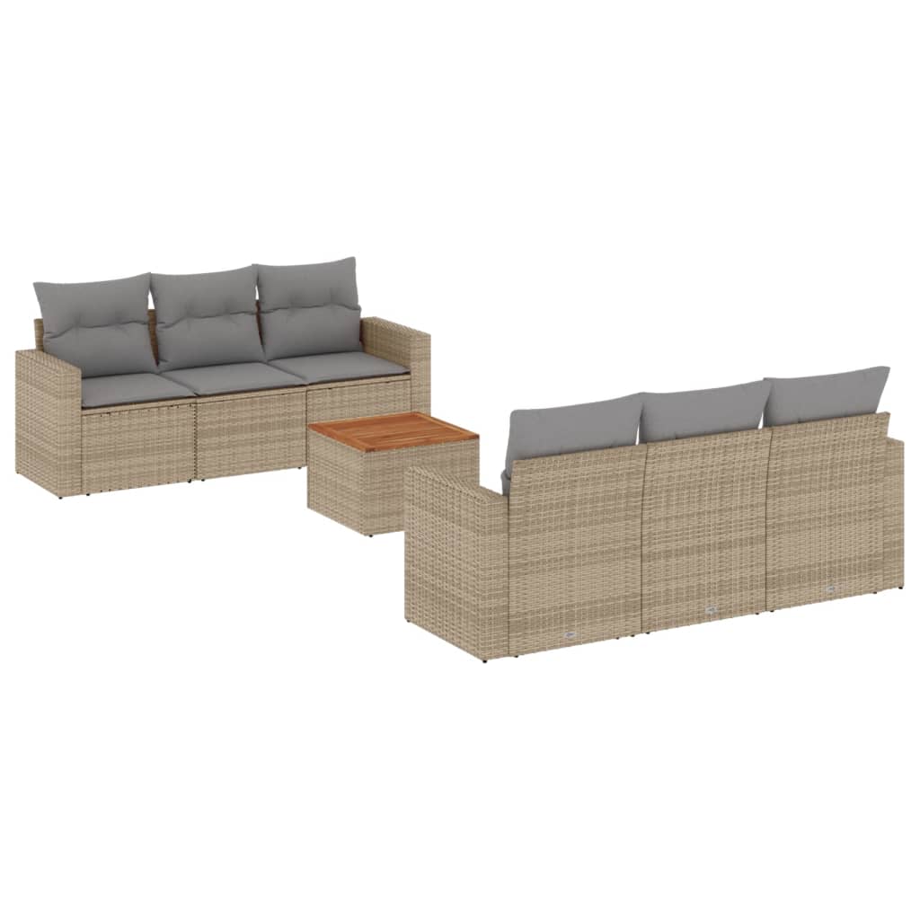 vidaXL Set sofás de jardín 7 piezas y cojines ratán sintético beige