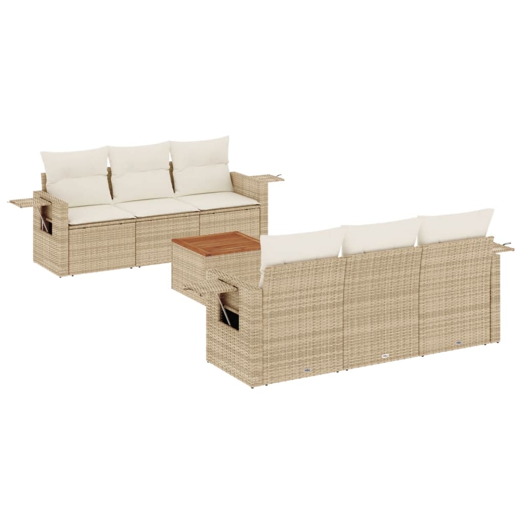 vidaXL Set sofás de jardín 7 piezas y cojines ratán sintético beige