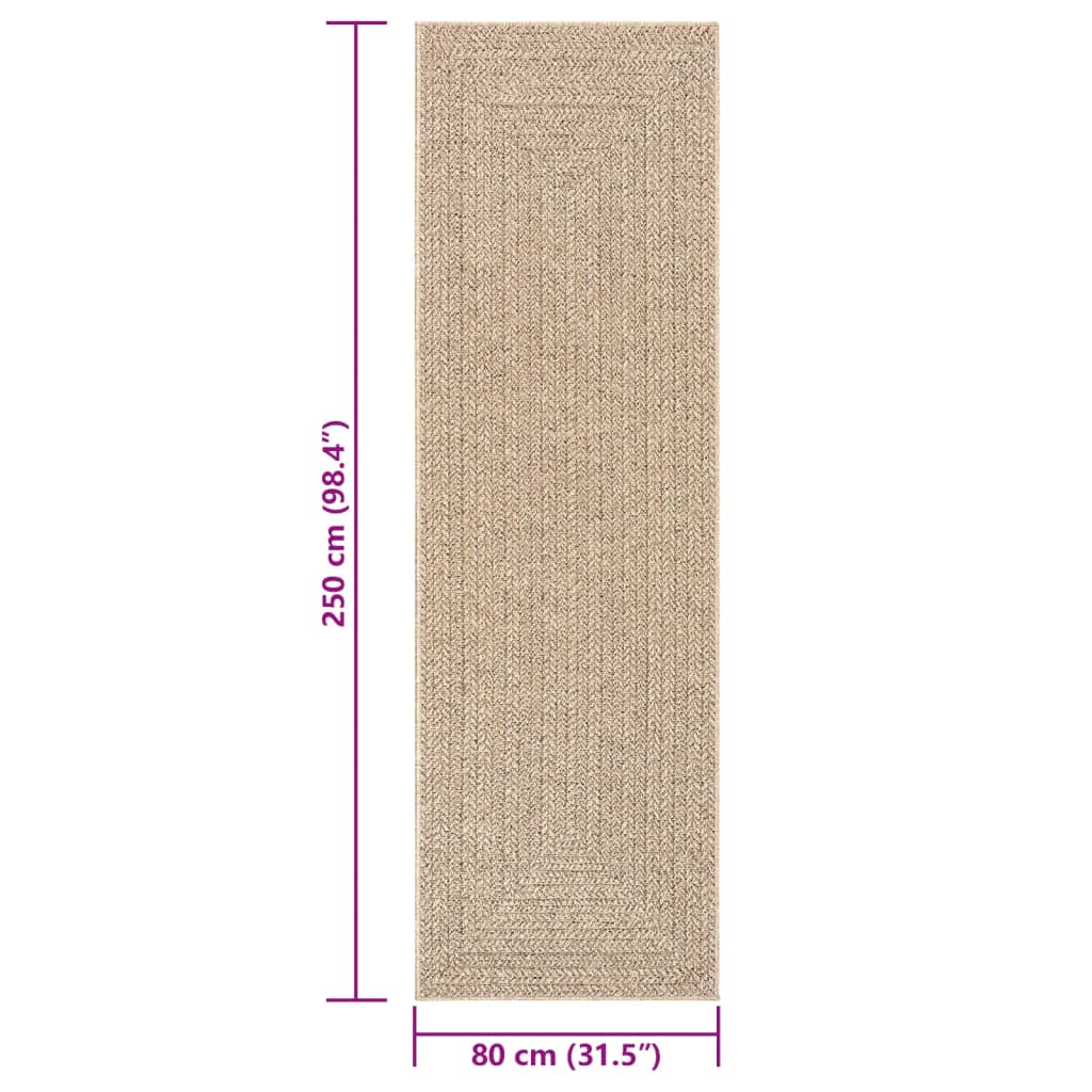 vidaXL Alfombra ZIZUR apariencia de yute interior y exterior 80x250 cm