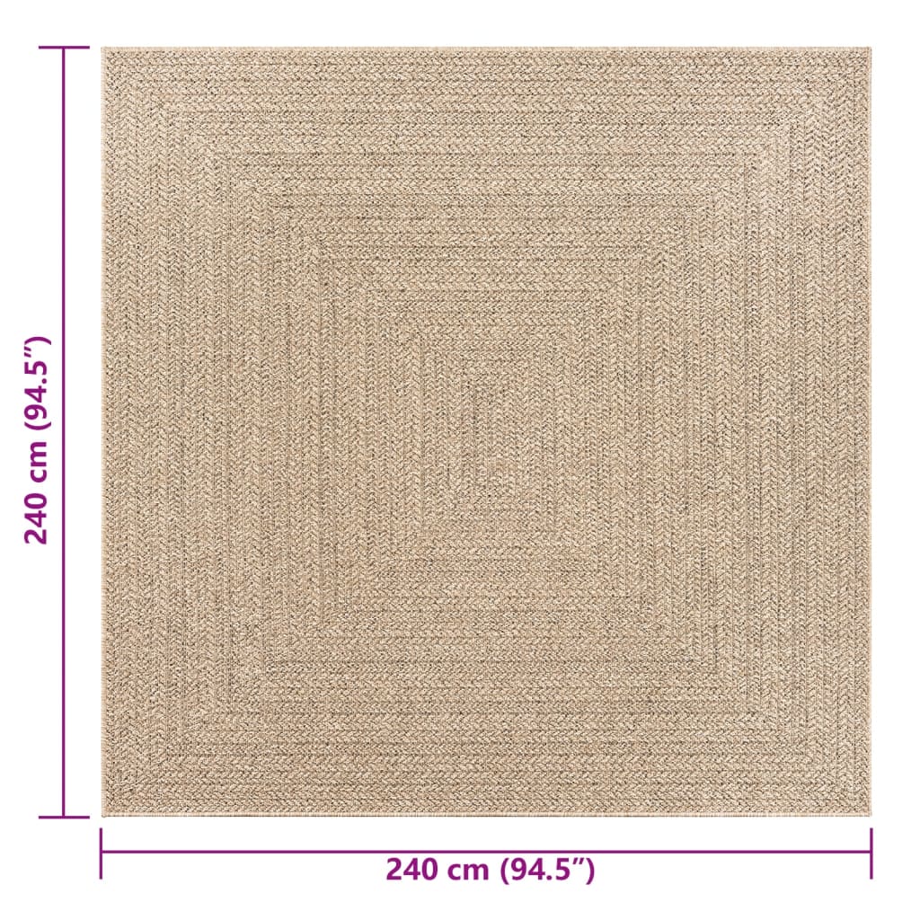 vidaXL Alfombra ZIZUR apariencia de yute interior exterior 240x240 cm