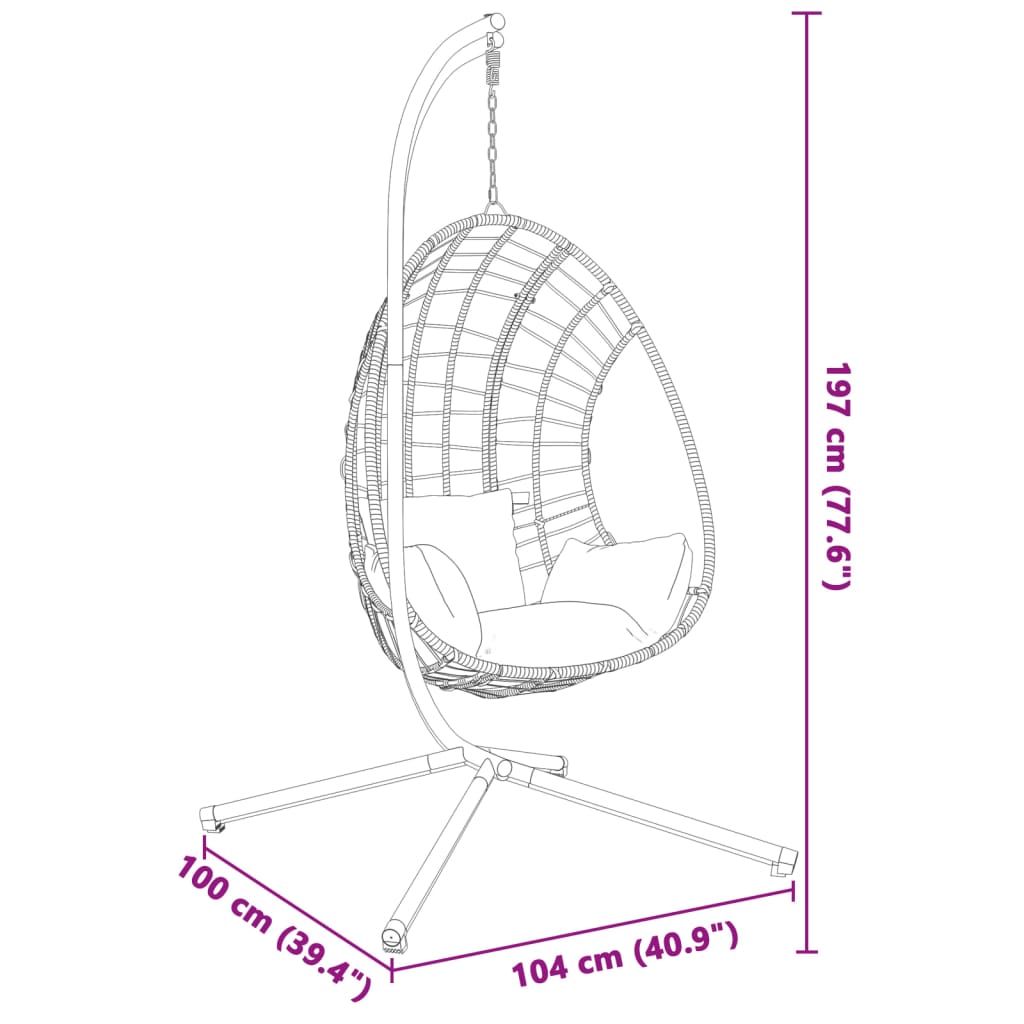 vidaXL Soporte de silla colgante huevo acero gris antracita