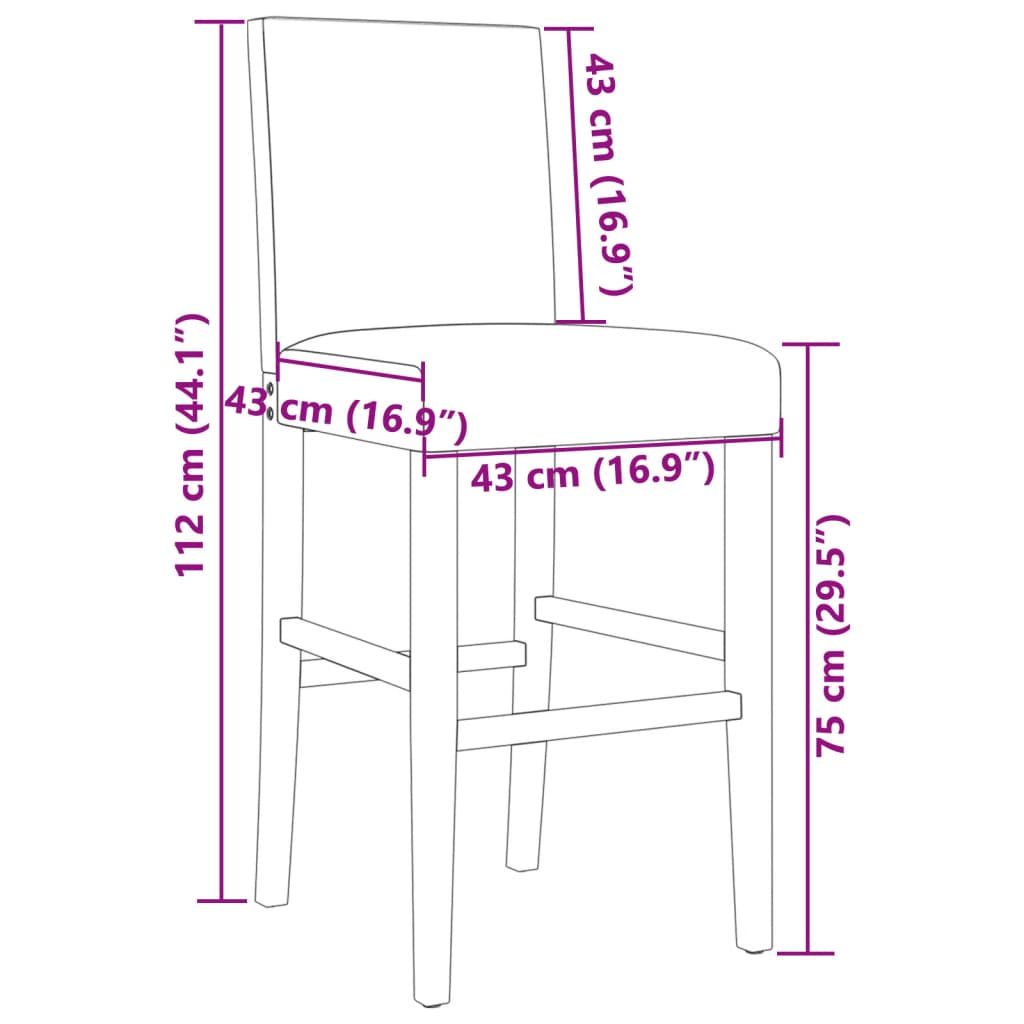 vidaXL Taburetes altos 2 uds madera maciza de caucho y cuero sintético