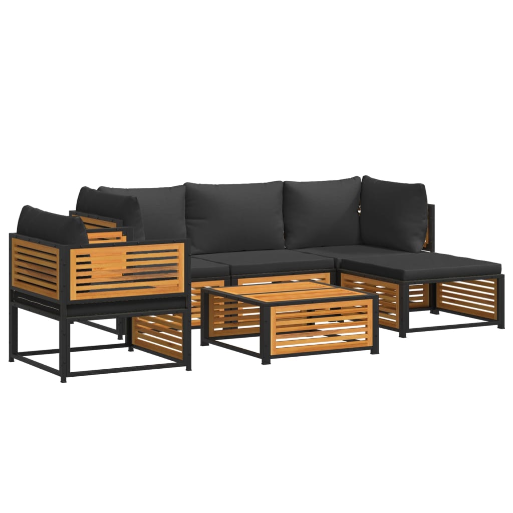 vidaXL Set de sofás de jardín con cojines 6 pzas madera maciza acacia