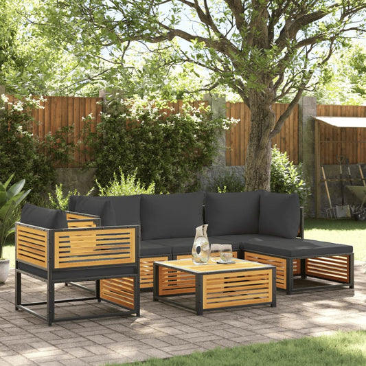 vidaXL Set de sofás de jardín con cojines 6 pzas madera maciza acacia