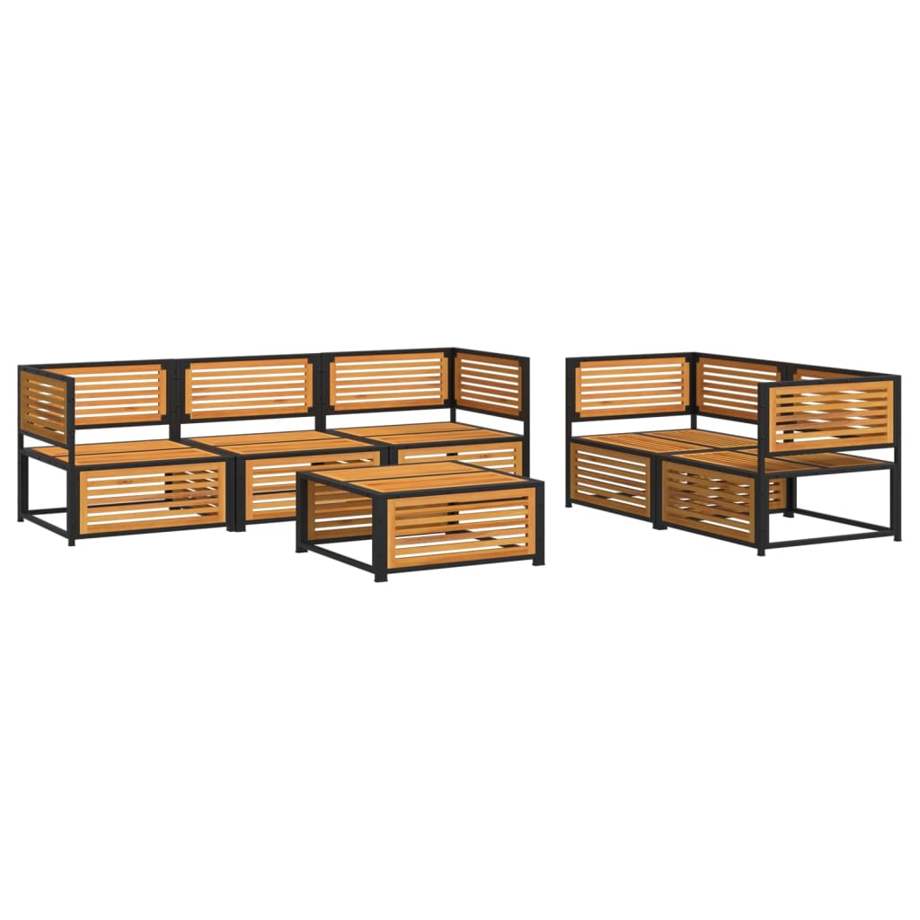 vidaXL Set de sofás de jardín con cojines 6 pzas madera maciza acacia