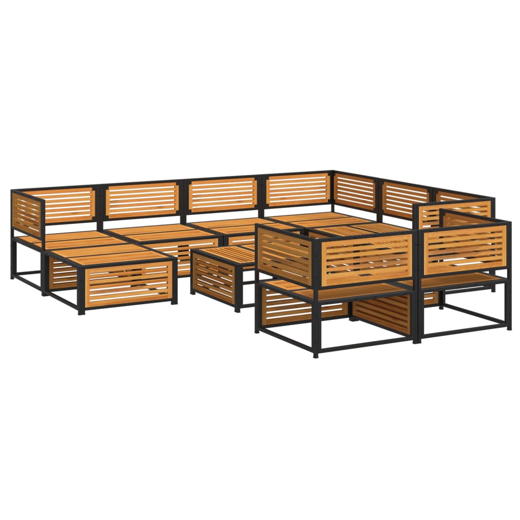 vidaXL Set de sofás de jardín con cojines 10 pzas madera maciza acacia