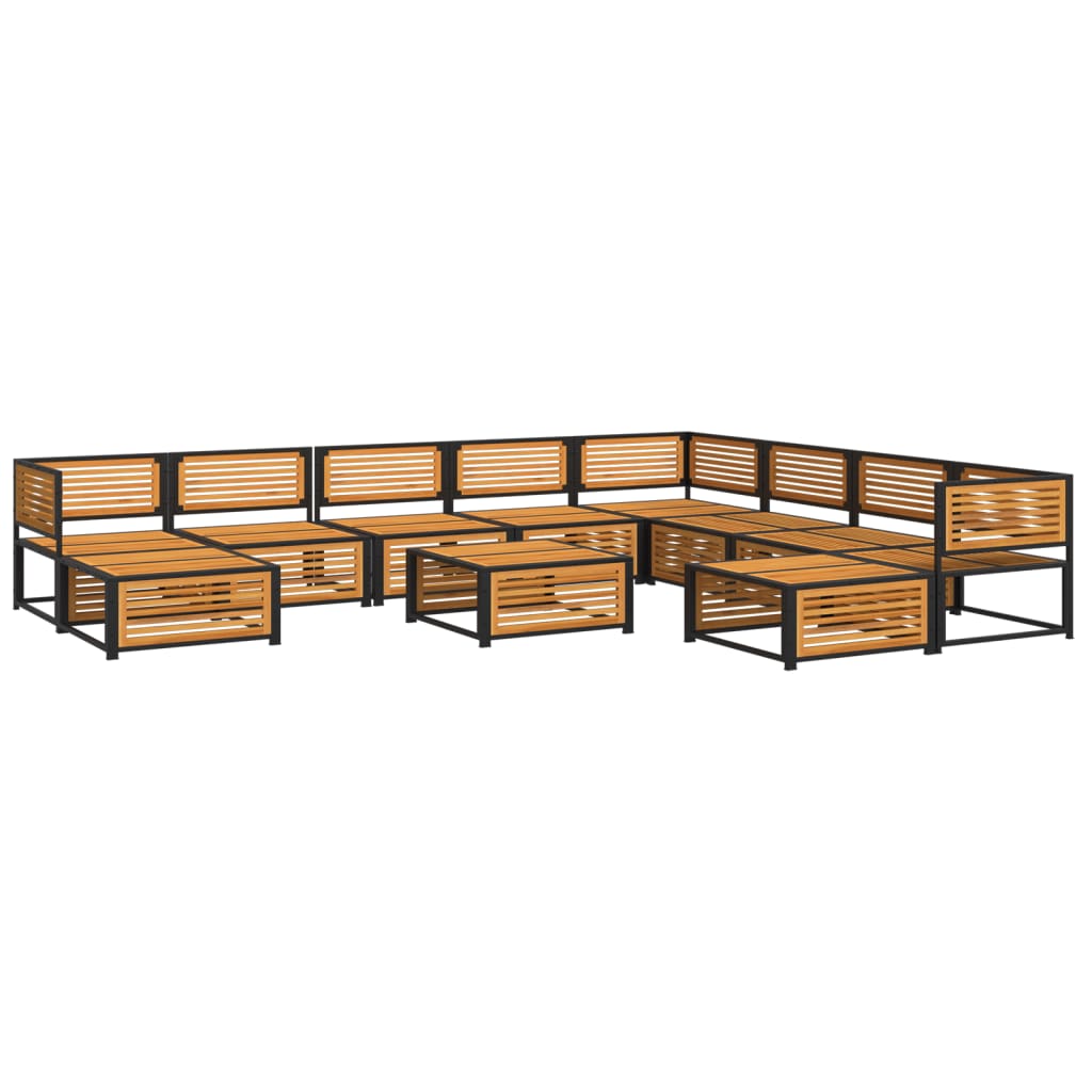 vidaXL Set de sofás de jardín con cojines 11 pzas madera maciza acacia