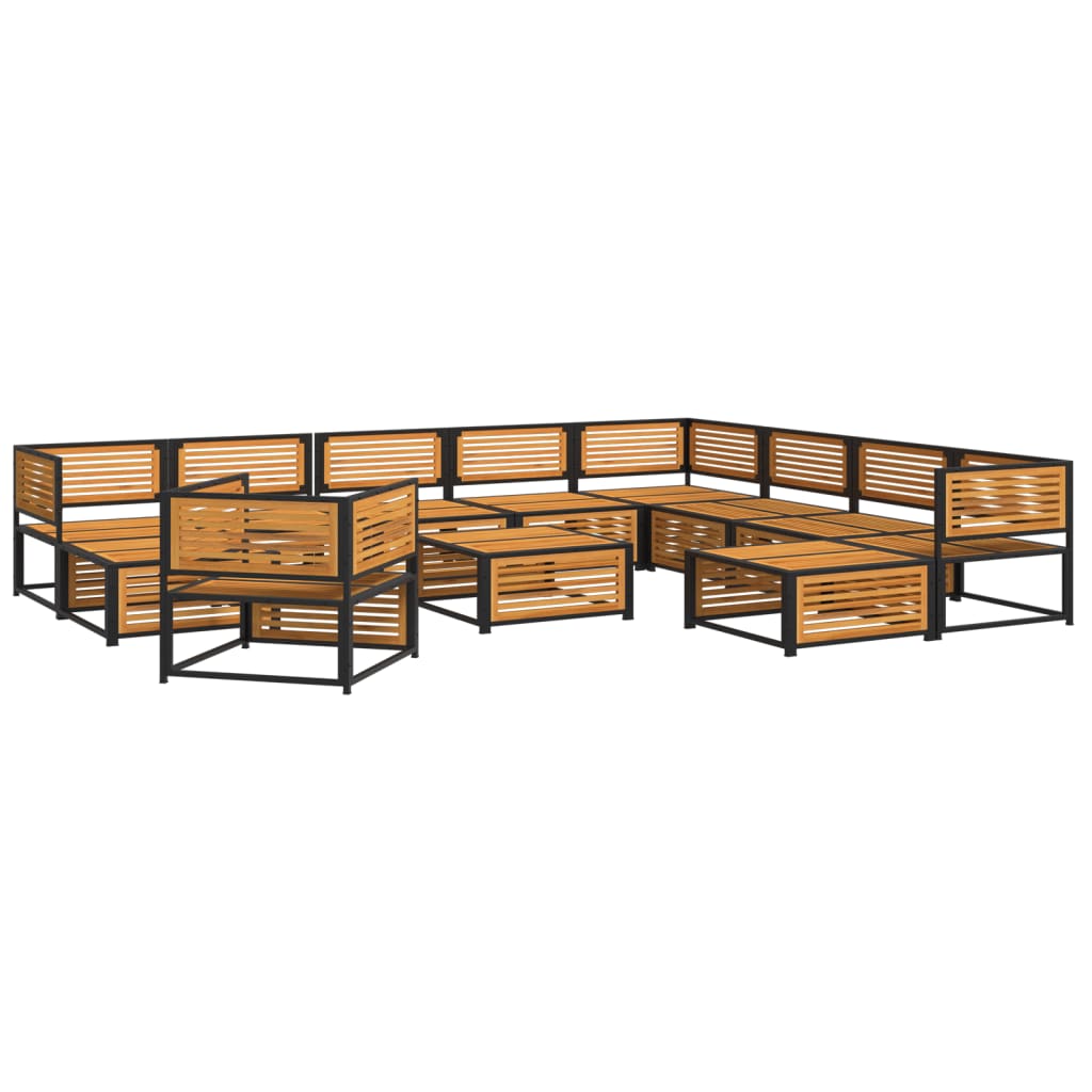 vidaXL Set de sofás de jardín con cojines 12 pzas madera maciza acacia