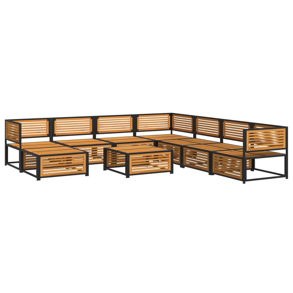 vidaXL Set de sofás de jardín con cojines 9 pzas madera maciza acacia