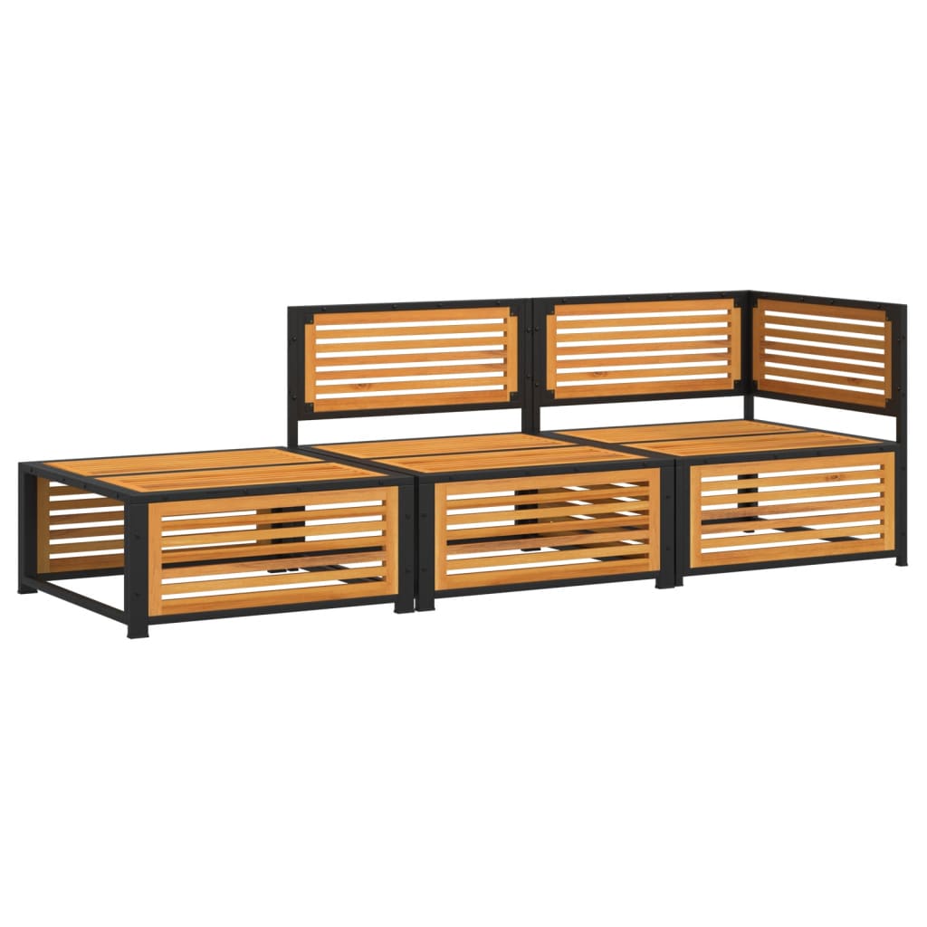 vidaXL Set de sofás de jardín con cojines 3 pzas madera maciza acacia