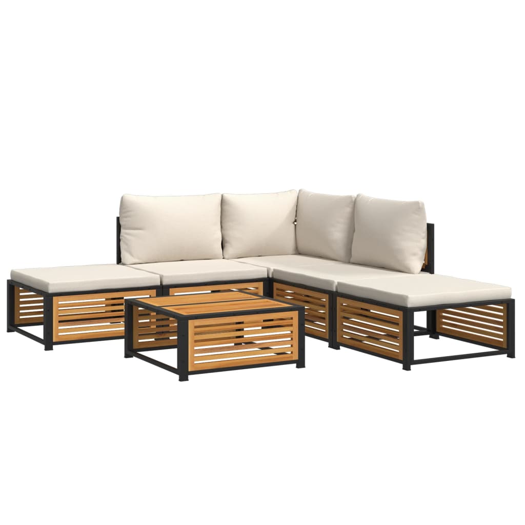 vidaXL Set de sofás de jardín con cojines 6 pzas madera maciza acacia