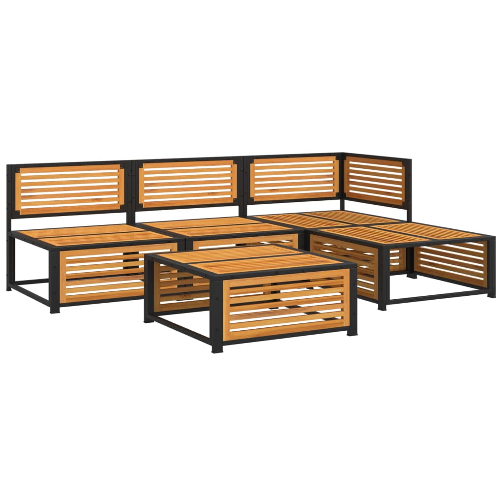 vidaXL Set de sofás de jardín con cojines 5 pzas madera maciza acacia