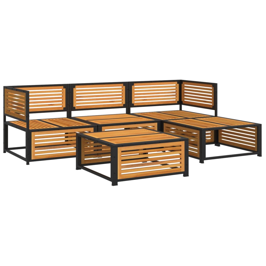 vidaXL Set de sofás de jardín con cojines 5 pzas madera maciza acacia