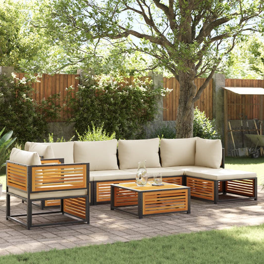 vidaXL Set de sofás de jardín con cojines 7 pzas madera maciza acacia