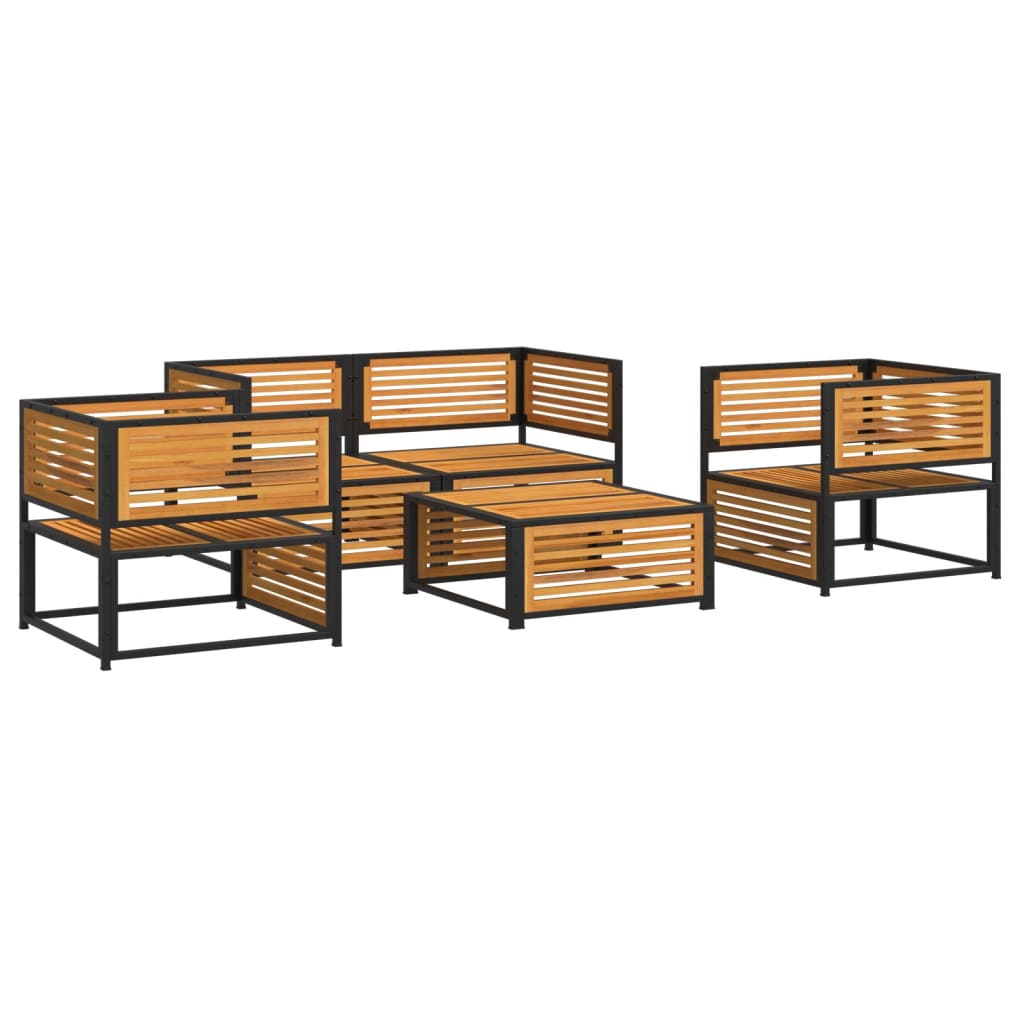 vidaXL Set de sofás de jardín con cojines 5 pzas madera maciza acacia