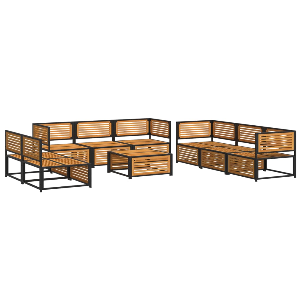 vidaXL Set de sofás de jardín con cojines 9 pzas madera maciza acacia