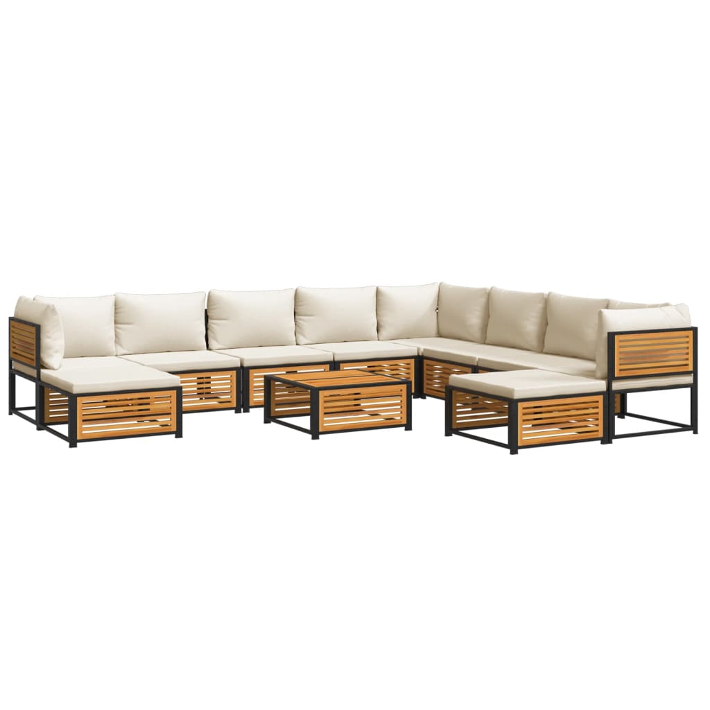 vidaXL Set de sofás de jardín con cojines 11 pzas madera maciza acacia