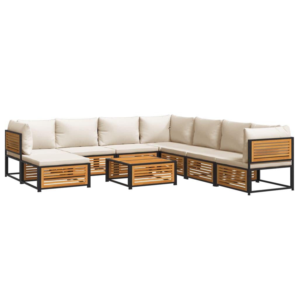 vidaXL Set de sofás de jardín con cojines 9 pzas madera maciza acacia