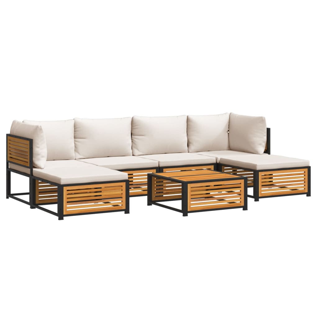 vidaXL Set de sofás de jardín con cojines 7 pzas madera maciza acacia