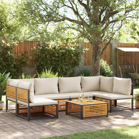 vidaXL Set de sofás de jardín con cojines 7 pzas madera maciza acacia