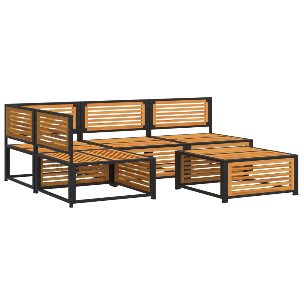 vidaXL Set de sofás de jardín con cojines 5 pzas madera maciza acacia