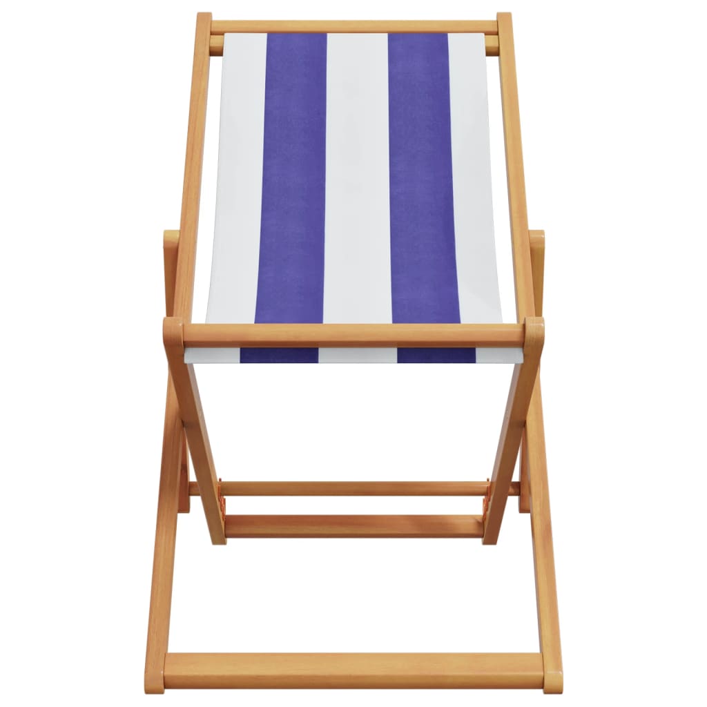 vidaXL Sillas de playa plegables 2 uds tela madera maciza azul blanco