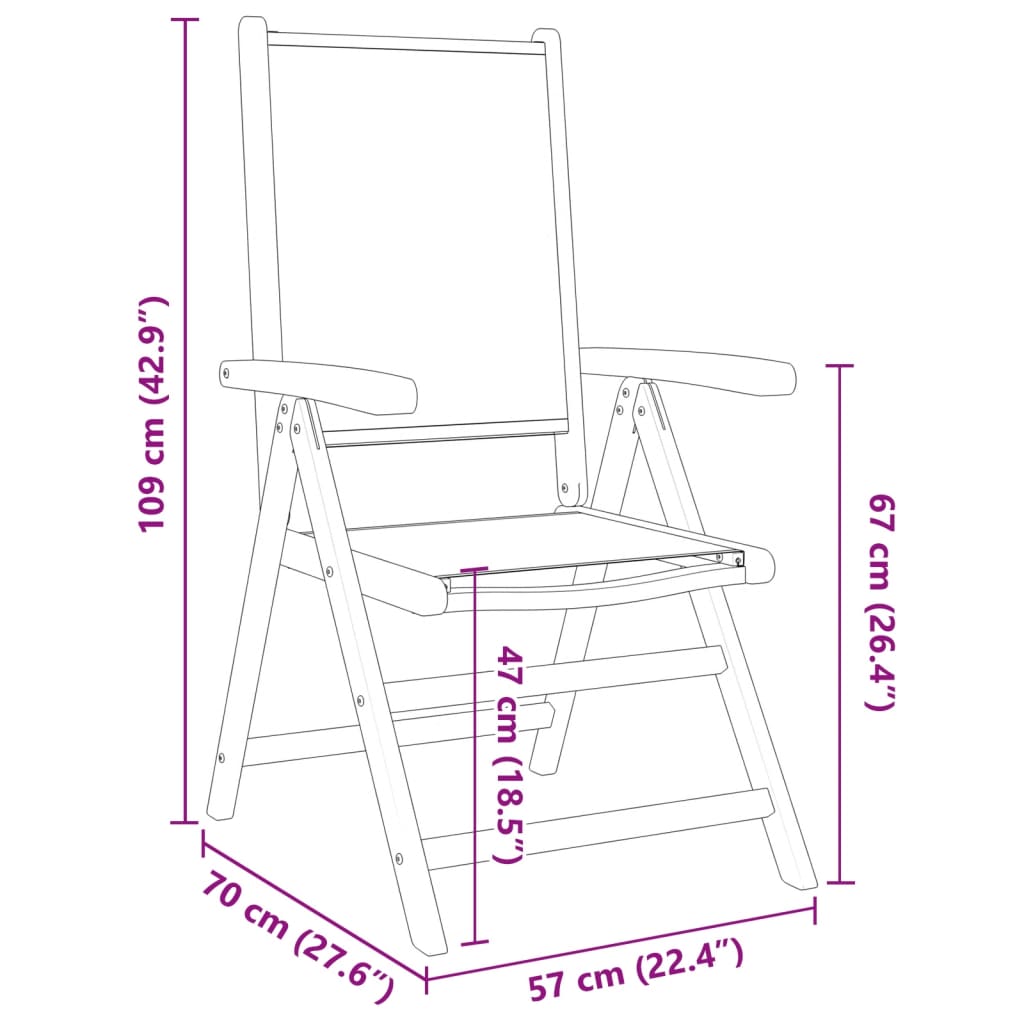 vidaXL Sillas jardín reclinables 4 uds tela madera maciza blanco crema