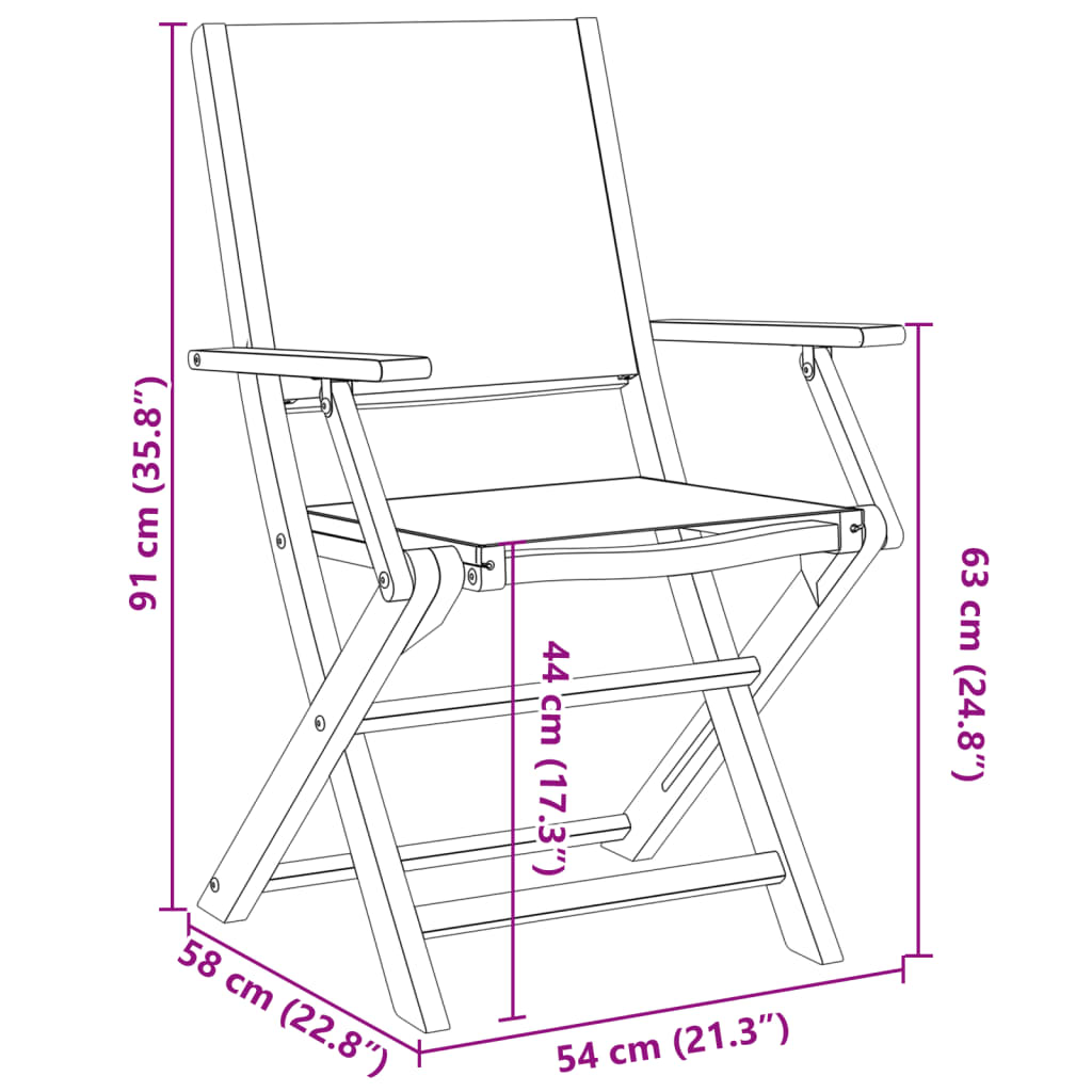 vidaXL Sillas jardín plegables 6 uds tela madera maciza y tela crema