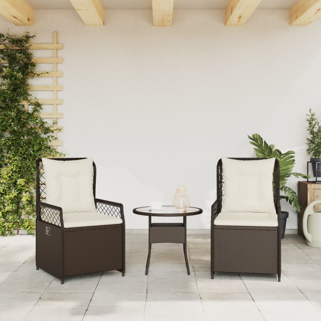 vidaXL Sillones reclinables de jardín 2 uds ratán sintético marrón