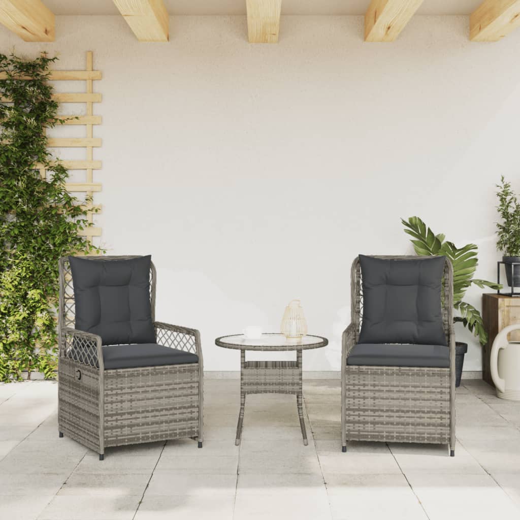 vidaXL Sillones reclinables de jardín 2 uds ratán sintético gris