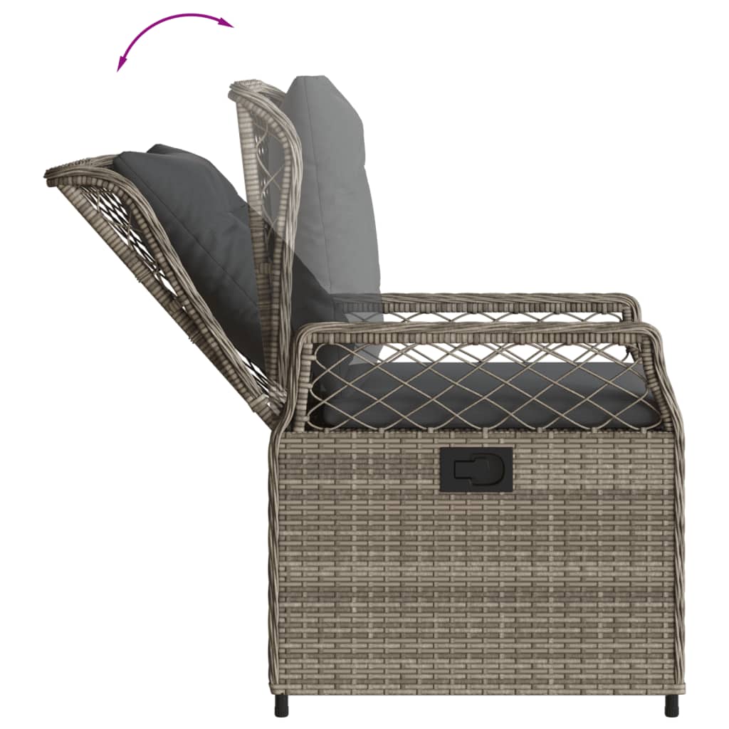 vidaXL Sillones reclinables de jardín 2 uds ratán sintético gris