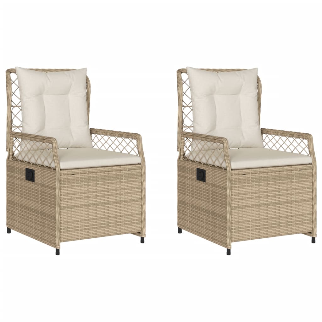 vidaXL Sillones reclinables de jardín 2 uds ratán sintético beige