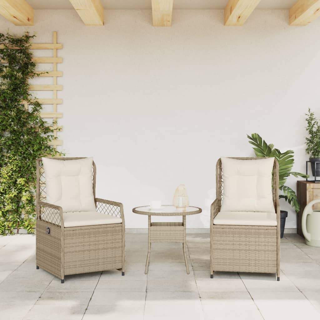 vidaXL Sillones reclinables de jardín 2 uds ratán sintético beige