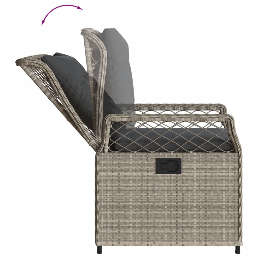 vidaXL Sillones reclinables de jardín 2 uds ratán sintético gris claro