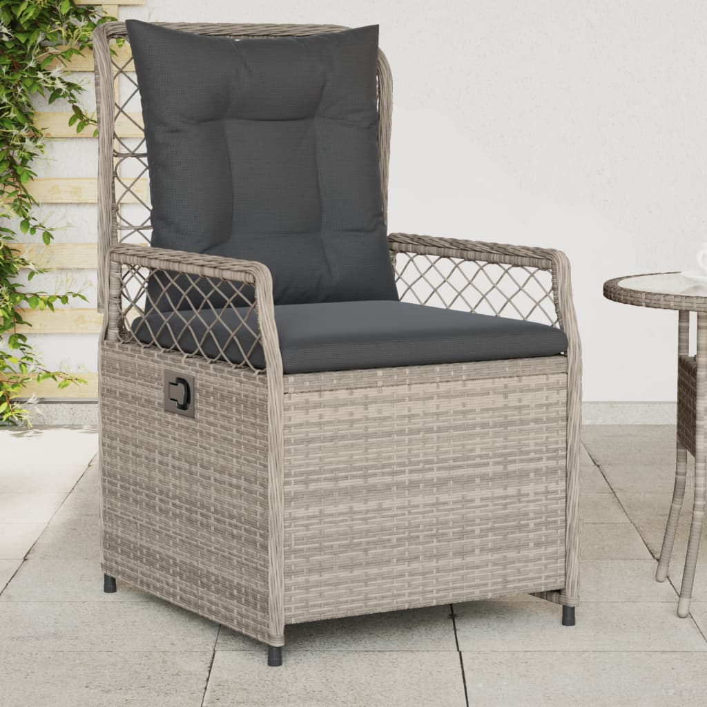 vidaXL Sillones reclinables de jardín 2 uds ratán sintético gris claro