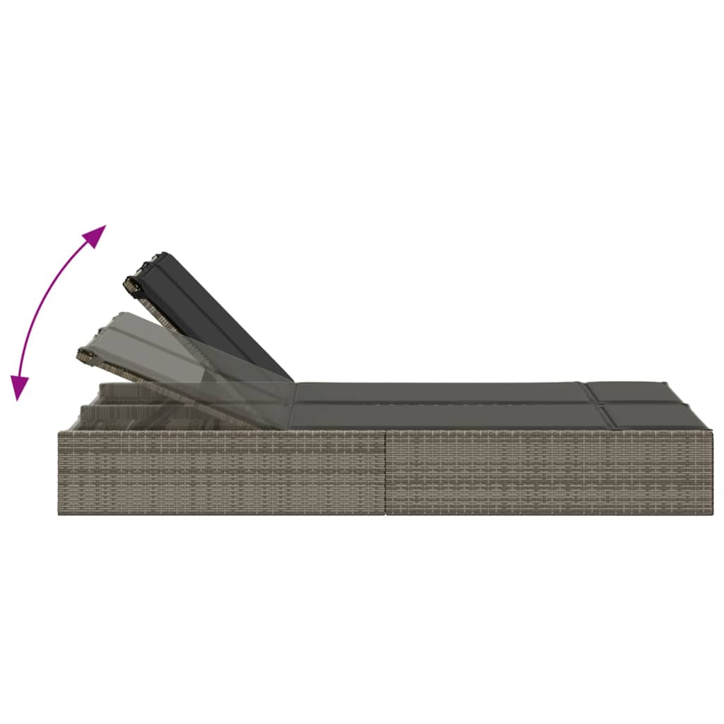 vidaXL Tumbona doble con cojines ratán sintético gris